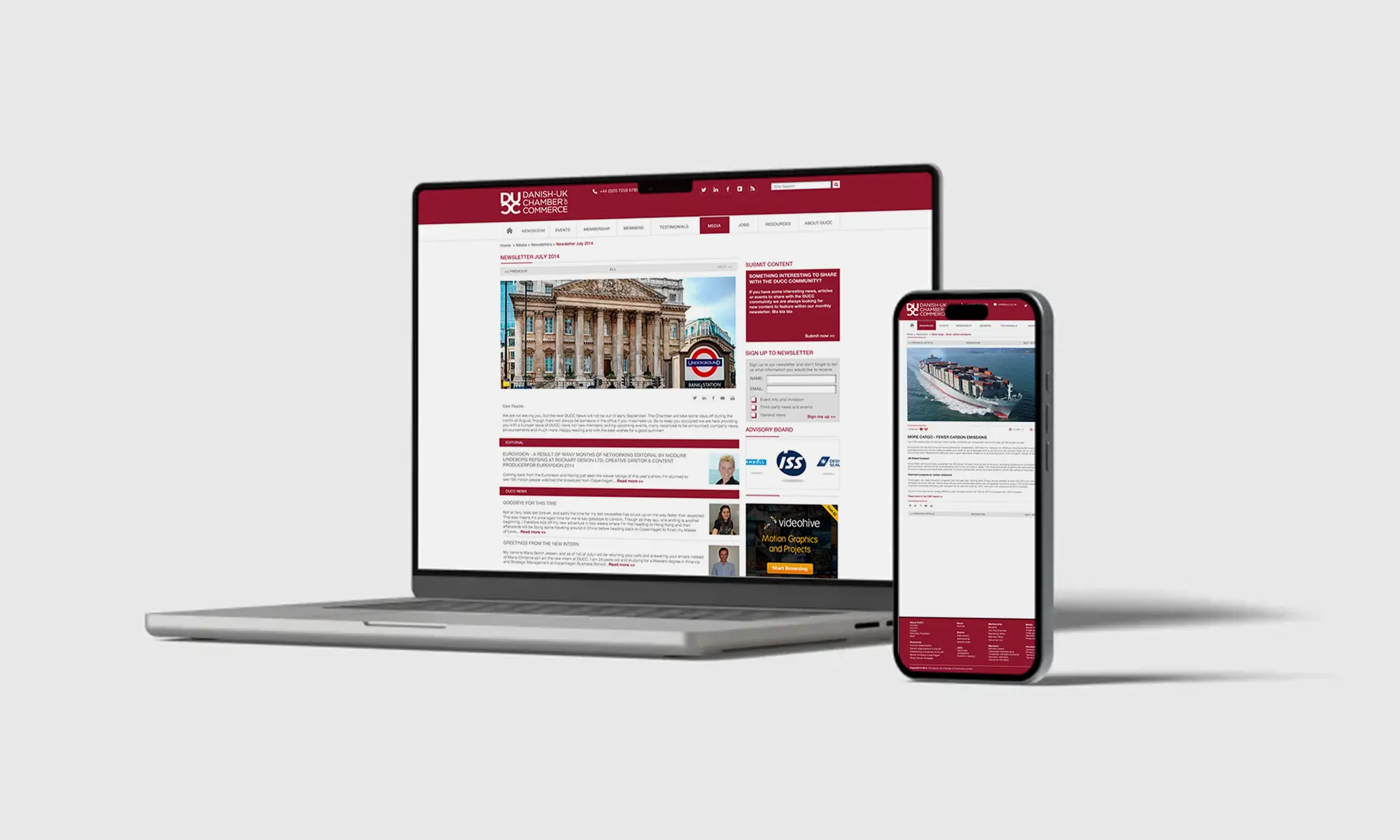 A web designed responsive website displayed on laptop and smartphone for enhanced user experience