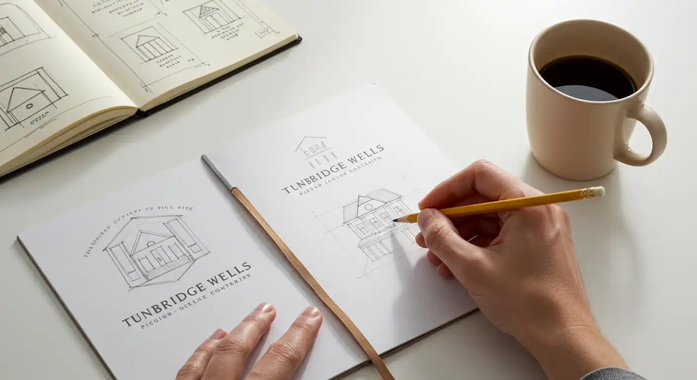 Business logo design sketch for Tunbridge Wells company