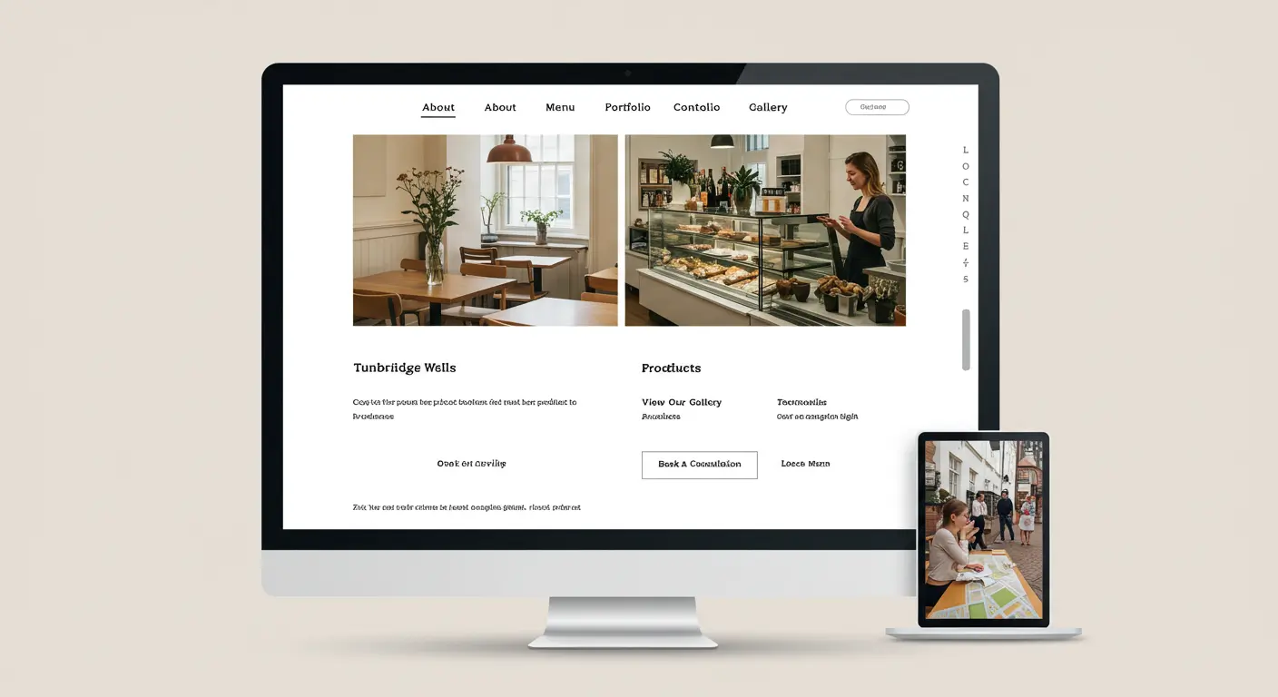 Homepage layout example optimised for local business web design in Tunbridge Wells