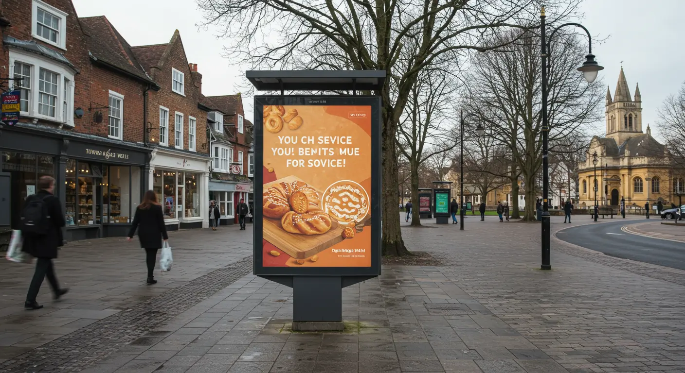 Outdoor advertising billboard in Tunbridge Wells promoting a local service
